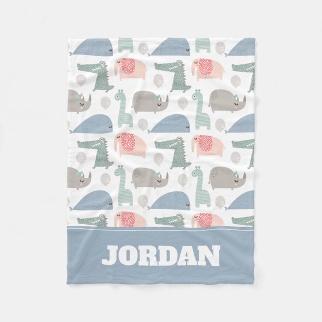 Funny Ansikte Cute Doodle Animal Mönster Fleecefilt (Framsidan)