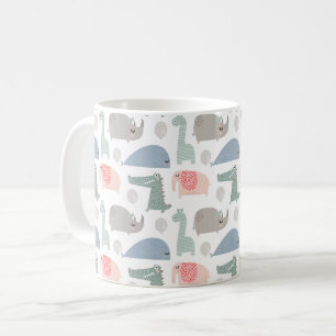 Funny Ansikte Cute Doodle Animal Mönster Kaffemugg