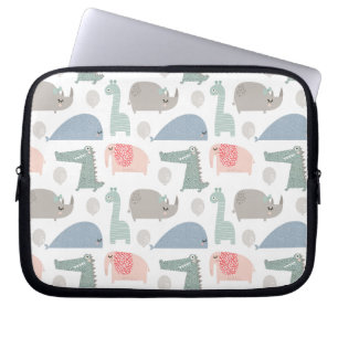 Funny Ansikte Cute Doodle Animal Mönster Laptop Fodral