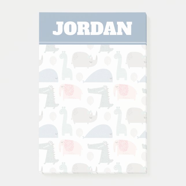 Funny Ansikte Cute Doodle Animal Mönster Post-it Block (Framsida)