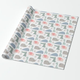 Funny Ansikte Cute Doodle Animal Mönster Presentpapper