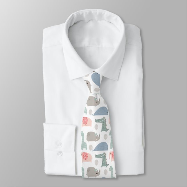 Funny Ansikte Cute Doodle Animal Mönster Slips (Bunden)