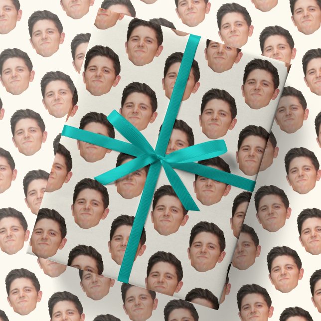 Funny Ansikte eller Pet Photo Ecru Gift Wrapping P Presentpapper (Skapare uppladdad)
