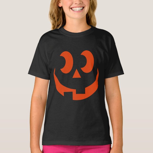 Funny Ansikte Fånig Pumpkin Jack o lantern T Shirt (Framsida)