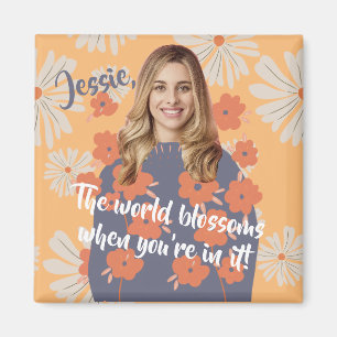 Funny Ansikte   Flower Girl Photo Namn Magnet