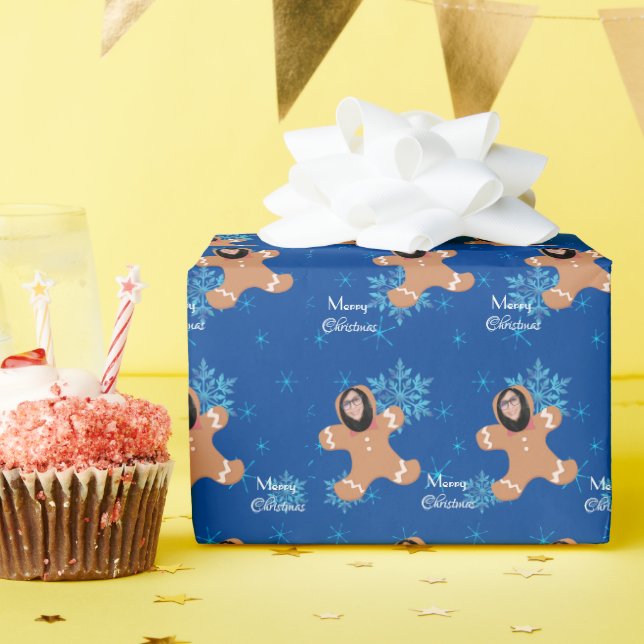 Funny Ansikte Ginger Cookie God jul Photo Presentpapper (Födelsedagsfest)