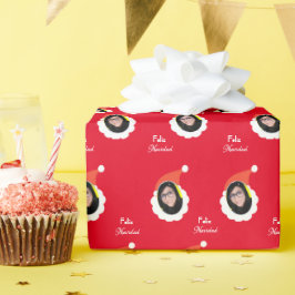 Funny Ansikte God jul på spanska Photo Wrappi Presentpapper