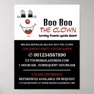 Funny Ansikte, Kids Entertainer, Clown Advertising Poster