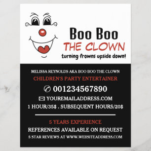 Funny Ansikte, Kids Entertainer, Clown Advertising Reklamblad