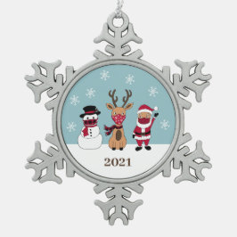 Funny Ansikte Mask Santa Reindeer Snögubbe Snöflinga Pewter Julgransprydnad