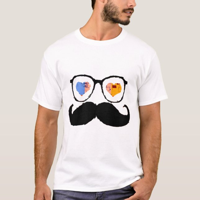 Funny Ansikte med Mustache 3 T Shirt (Framsida)