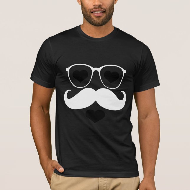 Funny Ansikte med Mustache Tee (Framsida)