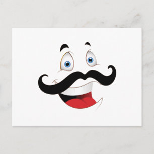 Funny Ansikte med Mustache Vykort