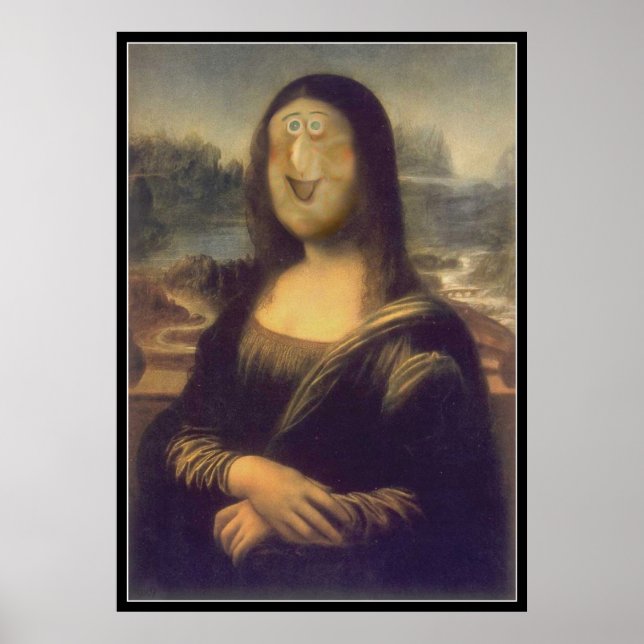 Funny Ansikte Mona Lisa Laughn Poster (Framsidan)