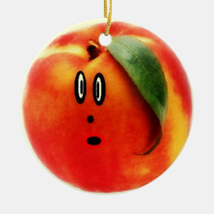 Funny Ansikte Peach Julgransprydnad Keramik