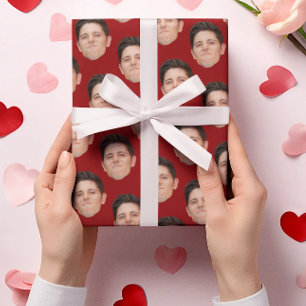 Funny Ansikte Photo Cardinal Red Gift Wrapping Pap Presentpapper