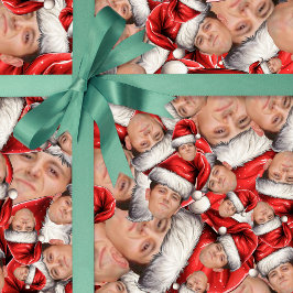 Funny Ansikte Photo in Santa Hat jul Gift Wrap Presentpapper