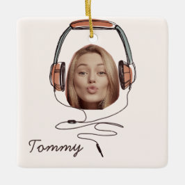 Funny Ansikte | Photo Namn Lyssna på Music Roligt Julgransprydnad Keramik