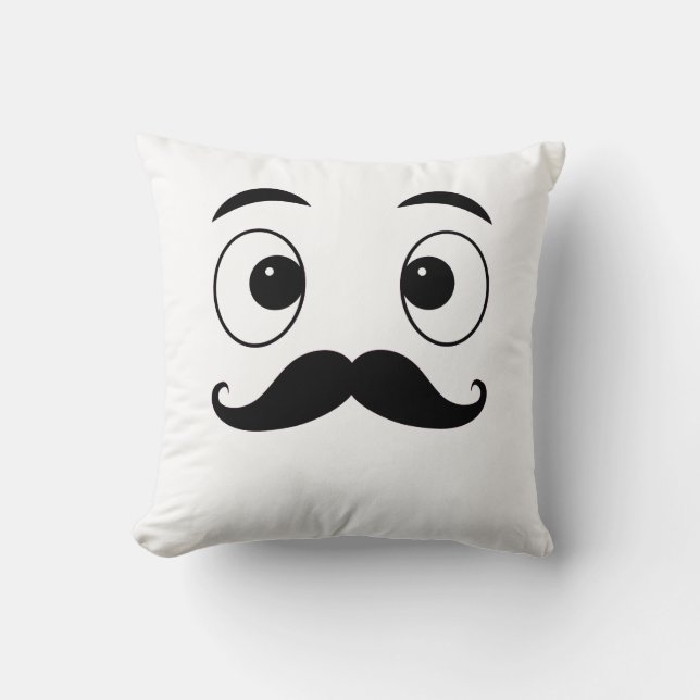 Funny Ansikte Pillow med Mustache - Cute and Whims Kudde (Framsida)