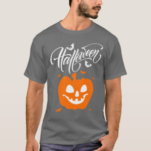 Funny Ansikte Pumpkin Halloween Tshirts för manar