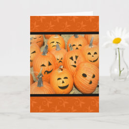 Funny Ansikte Pumpkin Patch Halloween Card Kort