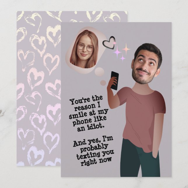 Funny Ansikte | Vitmiskt foto-Roligt Valentinkort Inbjudningar (Fram/baksida)