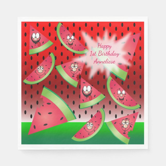 Funny Ansikte Watermelon Design Pappersservett (Framsidan)