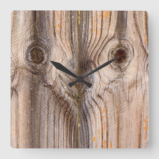 Funny Ansikte, Wood Grain Fyrkantig Klocka (Framsida)