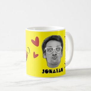 Funny Ansikte   Yummy Smile Roligt Gult Photo Mugg