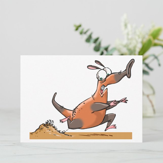 Funny Anteater Tecknad Quirky Running Animal Inbjudningar (Skapare uppladdad)