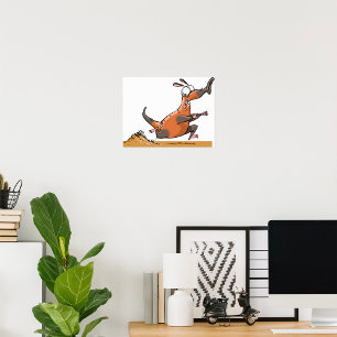 Funny Anteater Tecknad Quirky Running Animal Poster