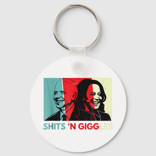 Funny Anti Biden Harris Shits'n Giggles Politik Nyckelring (Framsida)