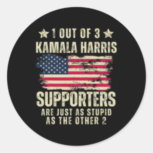 Funny Anti Kamala Harris Stupid Joke American Flag Runt Klistermärke