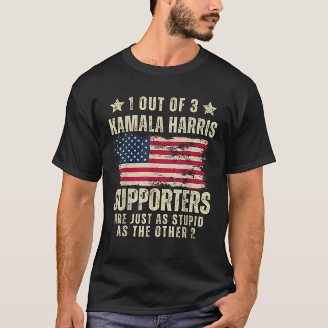 Funny Anti Kamala Harris Stupid Joke American Flag T Shirt (Framsida)