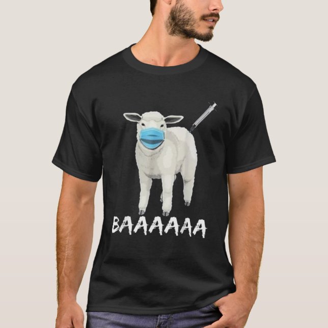 Funny-ANTI-MASK-SHEEP-WITH-ANSIKTE-MASK-Vaccine-Ba T Shirt (Framsida)