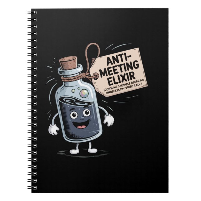 Funny Anti-Meeting Elixir | Retro Cartoon Office H Anteckningsbok (Framsidan)