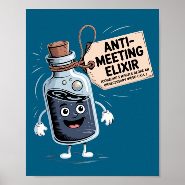 Funny Anti Meeting Elixir Retro Cartoon Office H  Poster (Framsidan)