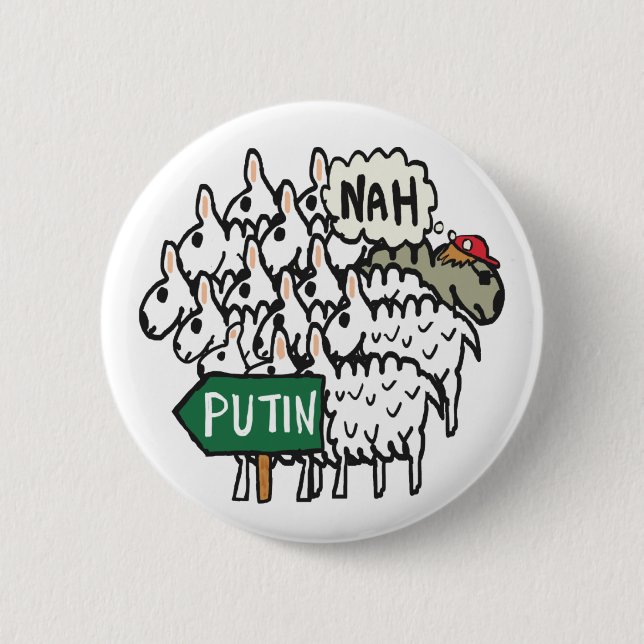Funny Anti Putin Sheep Knapp (Framsida)