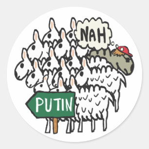 Funny Anti Putin Sheep Runt Klistermärke