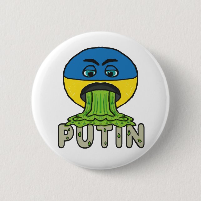 Funny Anti Putin Vomit Emoji Knapp (Framsida)