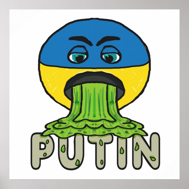 Funny Anti Putin Vomit Emoji Poster (Framsidan)