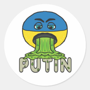 Funny Anti Putin Vomit Emoji Runt Klistermärke