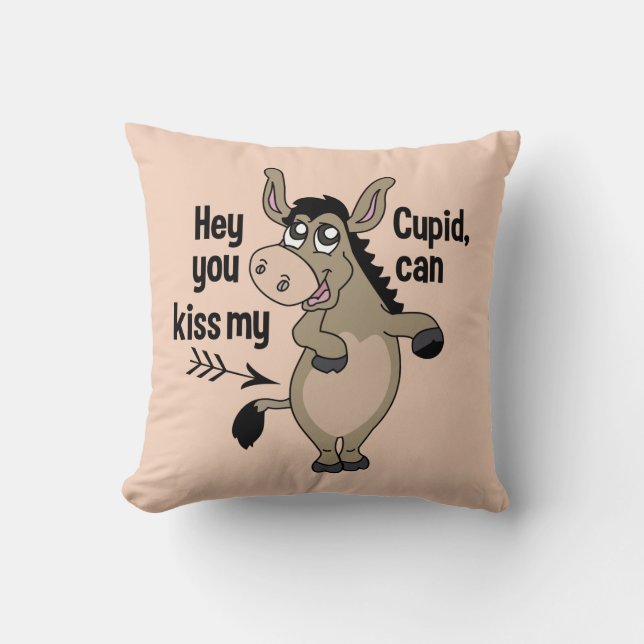 Funny Anti-Valentine Donkey dekorativ kudde (Framsida)