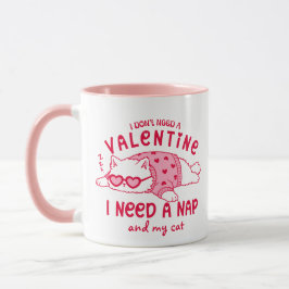 Funny Anti-Valentine Nap and My Cat Custom Coffee  Mugg