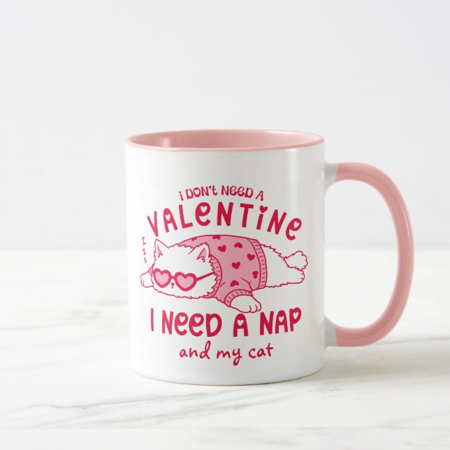 Funny Anti-Valentine Nap and My Cat Custom Coffee  Mugg (Höger)
