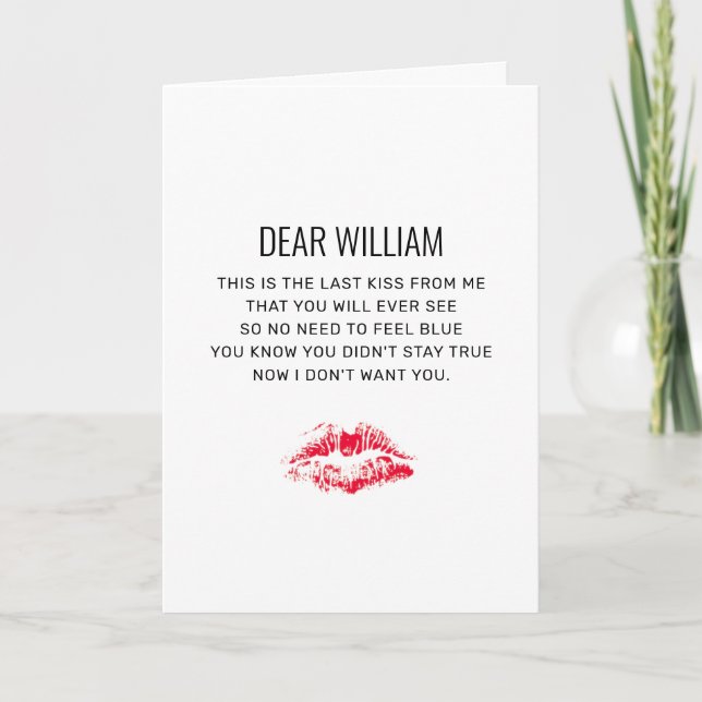 Funny Anti Valentines day Dikt Red Kiss Card Helgkort (Framsida)