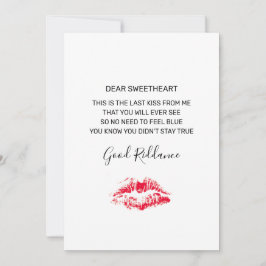 Funny Anti Valentines day Dikt Red Kiss Kort
