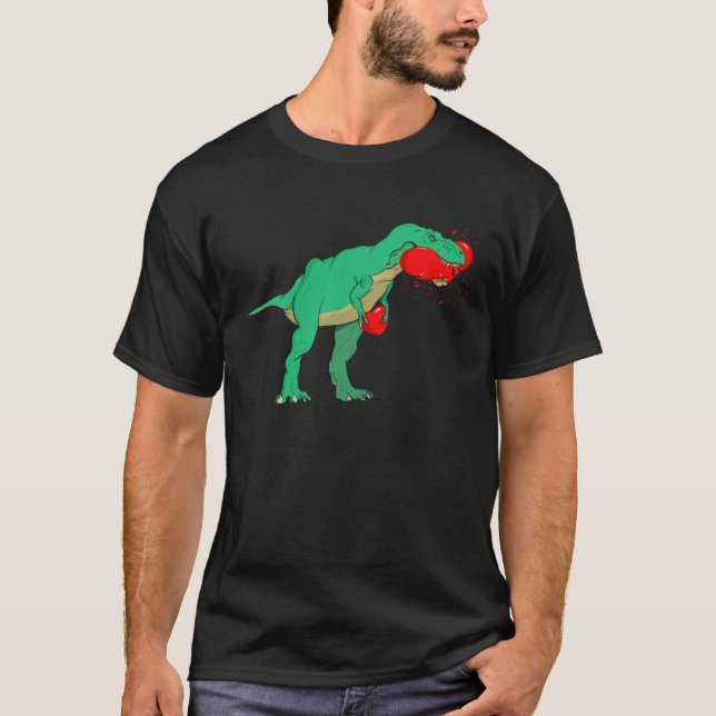 Funny Anti Valentines Day Tyrannosaurus Rex Eating T Shirt (Framsida)