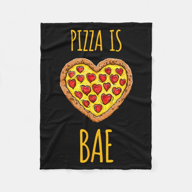 Funny Anti-valentines Pizza Is My Bae  Fleecefilt (Framsidan)