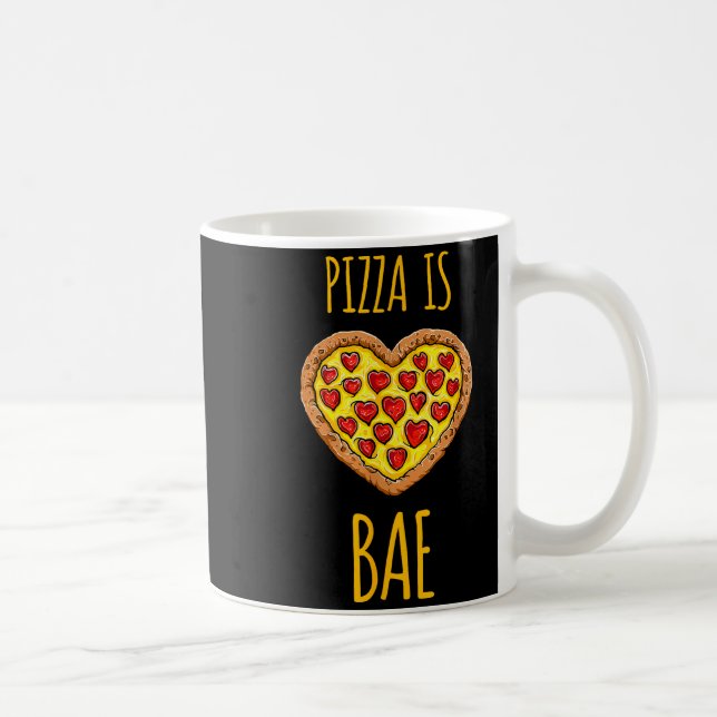 Funny Anti-valentines Pizza Is My Bae  Kaffemugg (Höger)